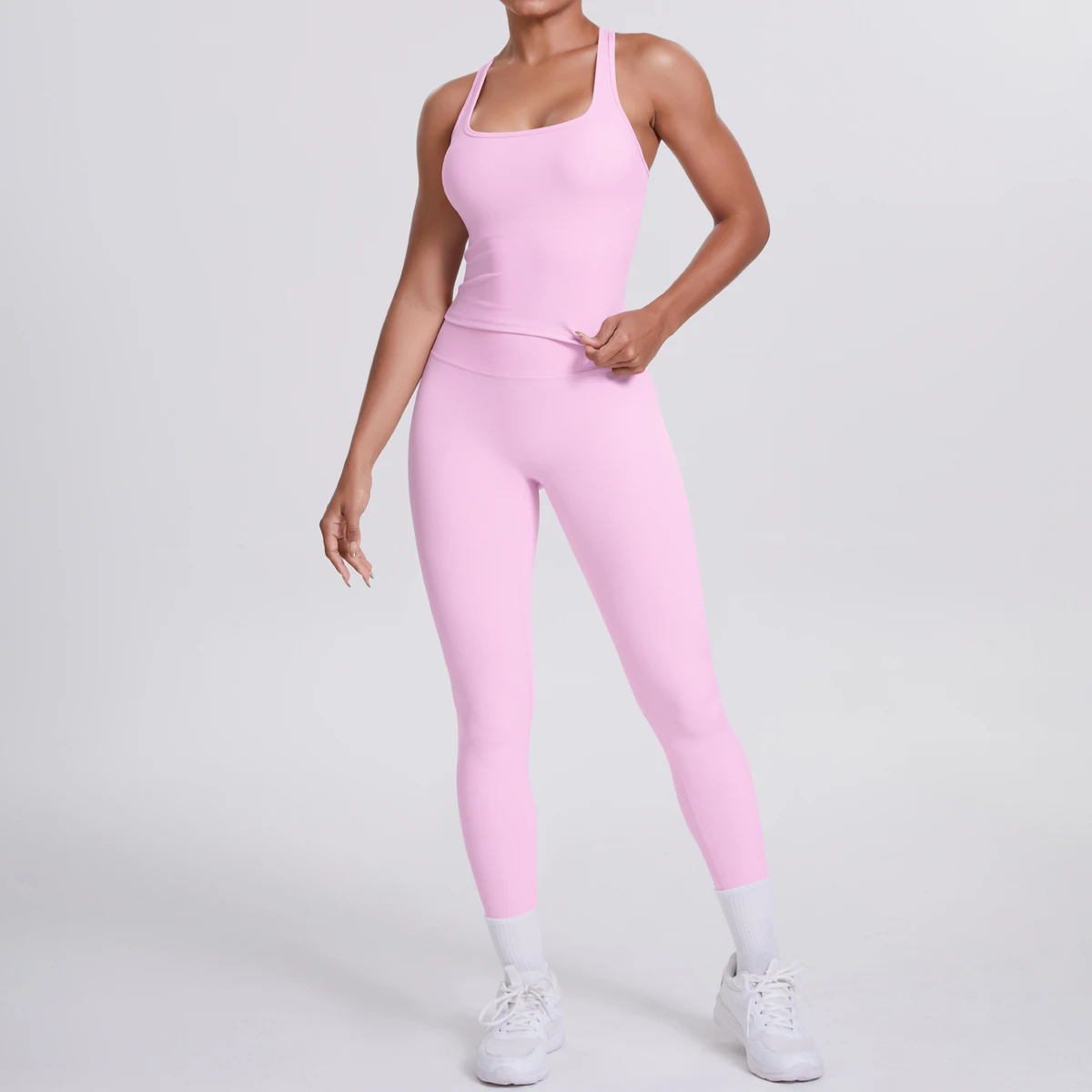 Yoga Top Set Fitness Gym Anzug Training Ärmellose Sport Gym Tops Crossover Zurück Sport Unterwäsche Bauch-steuer Abnehmen – Detail 6