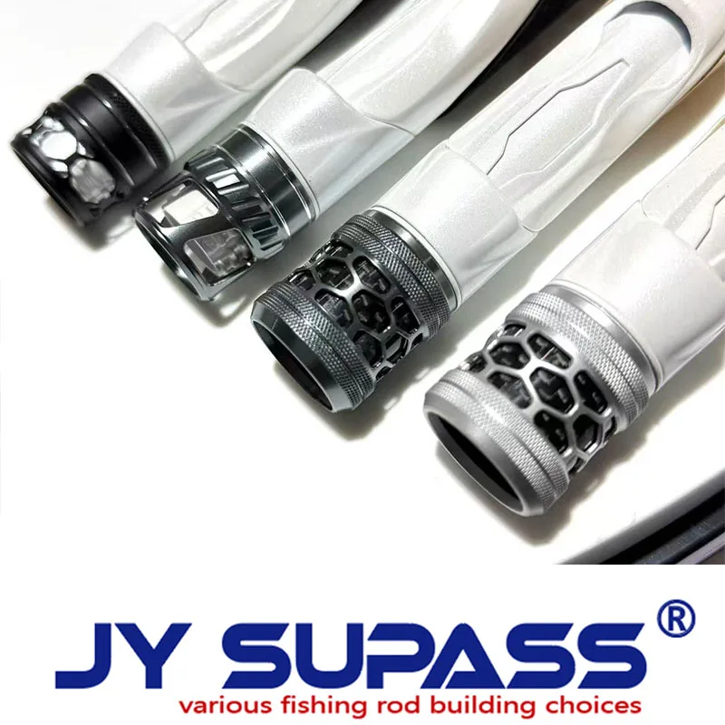 JY SUPASS GSS shiny white color reelseat fishing rod building  spinning reel seat eva handle set