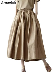 AmaxluluE 2025 Spring Fashion Elegant Clothes Womens Luxury Loose Casual A-Line Skirts Ladies Classic Vintage Elastic Streetwear