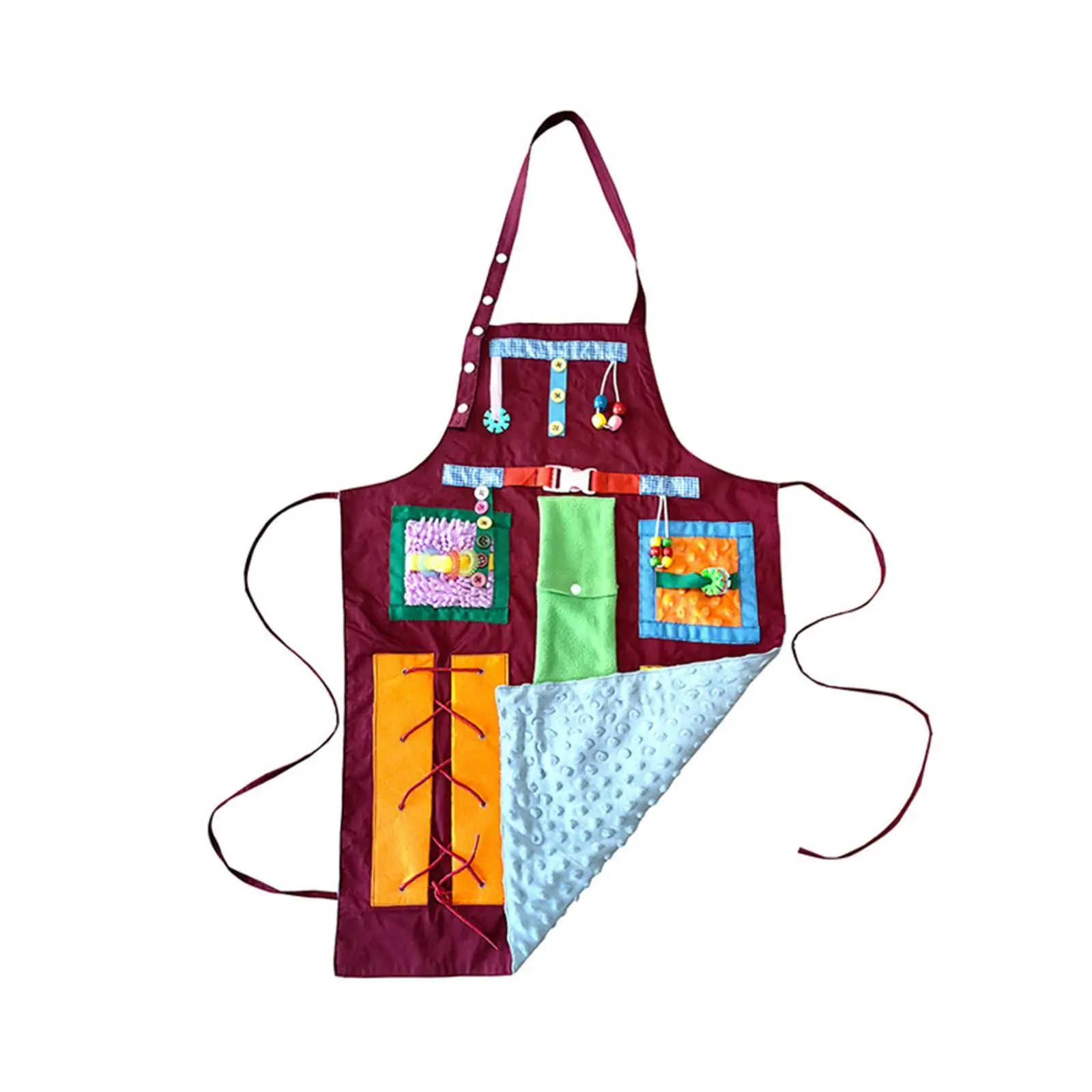 Elderly Fidget Blanket Apron for Seniors Memory Loss Sensory Stimulation Activity Vest Polyester Cotton Hand Dexterity Tool