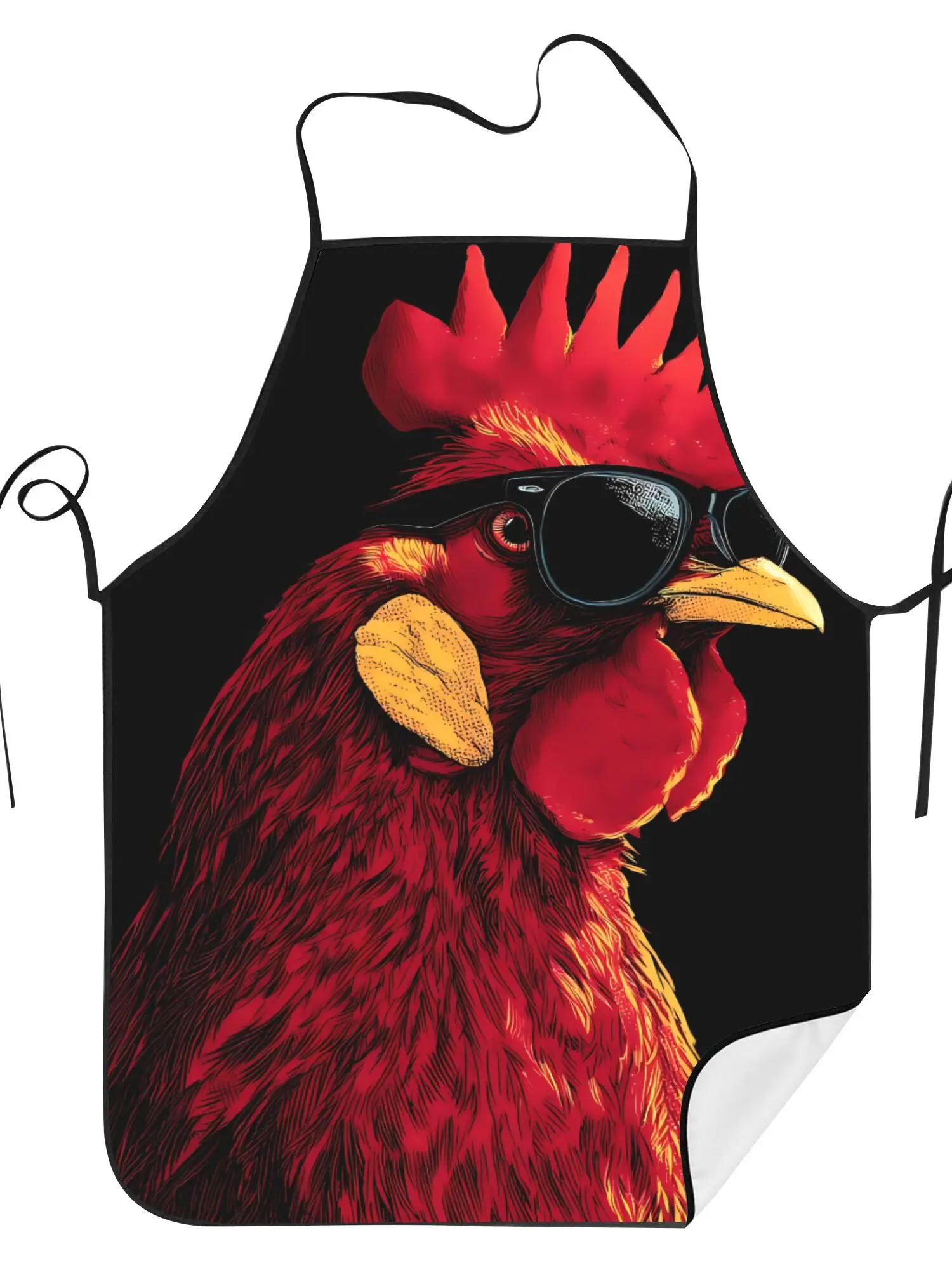 2D Print Design Stylized Rooster Apron Adult Size Creative Design Sleeveless Kitchen Bib Whimsical Kitchenwear For Cooking& Rest