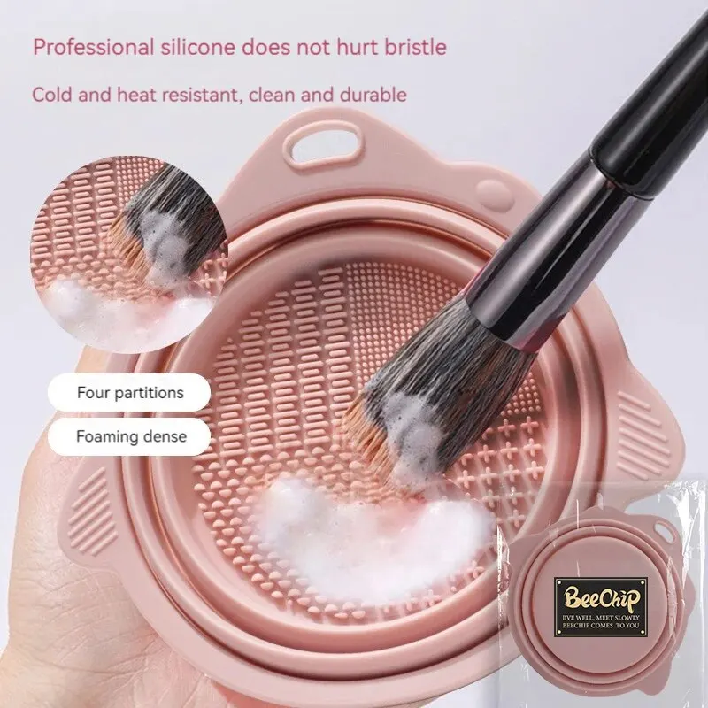 Makeup Brush Cleaner Cleaning Bowl Brush Tool Set Thorough Cleaning Without Hurting Bristles Wet & Dry Powder Puff Dry Cleaner