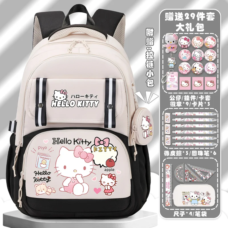 Sanrio กระเป๋าเป้สะพายหลังน่ารักเฮลโลคิตตี้ใหม่ล่าสุด, กระเป๋านักเรียนแฟชั่นสำหรับนักเรียนนักศึกษากระเป๋านักเรียนแบบลำลอง