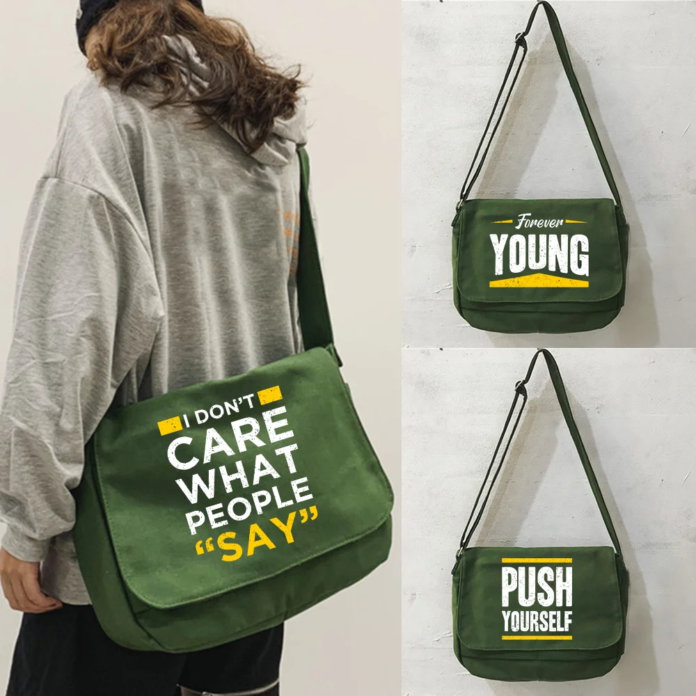 Messenger Bag Canvas Teenager Shoulder Tote Bags Casual Handbag Crossbody Purse Versatile Flip Large Capacity Book Bag