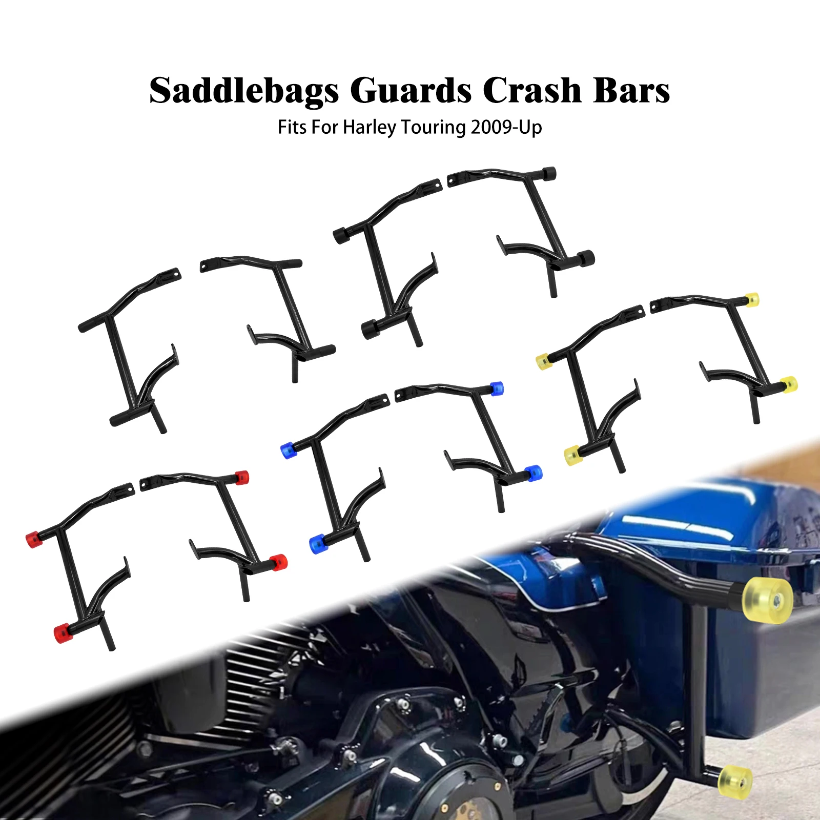 

Motorcycle Saddlebags Crash Bars Guards For Harley Touring Road King Electra Glide FLHX 09-24 Black/Red/Blue/Yellow Guard Rails