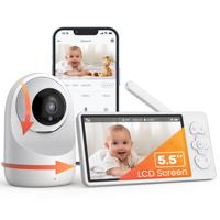2K Wi-Fi Baby Monitor,3MP Baby Surveillance Security Camera with 5.5'' LCD Screen,Motion Detection/Crying, PTZ Control,TUYA APP
