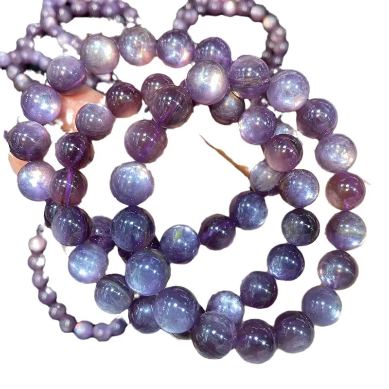 

6A Lepidolite PURPLE round 8/9/10mm bracelet 17cm FPPJ wholesale beads nature 1PIECE