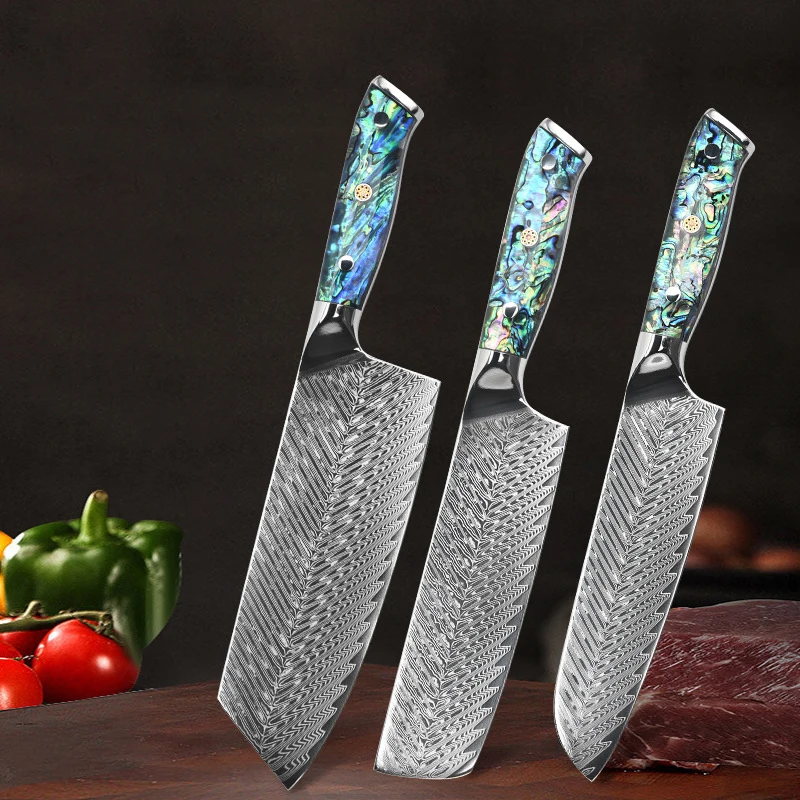 

Damascus Steel Knives Set Santoku Salmon Sushi Knife Sharp Blade Fish Fillet Japanese Chef Yanagiba Sashimi Knife