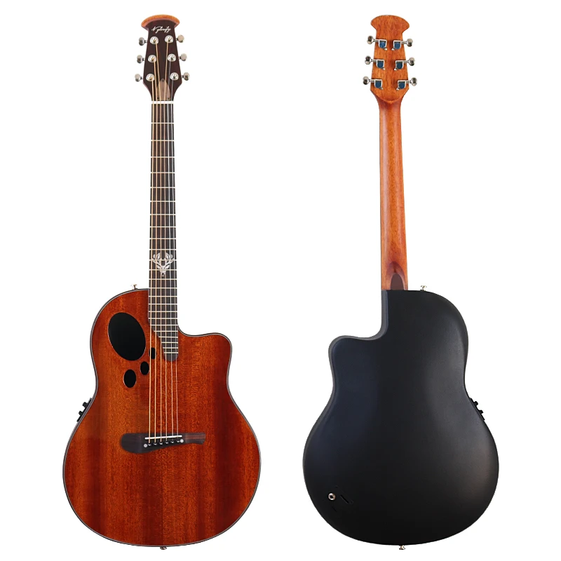 Electric Acoustic Guitar 6 Strings Round Back Ovation Model Brown 41 Inch Acoustic Guitar Cutaway Design Electric Folk Guitar