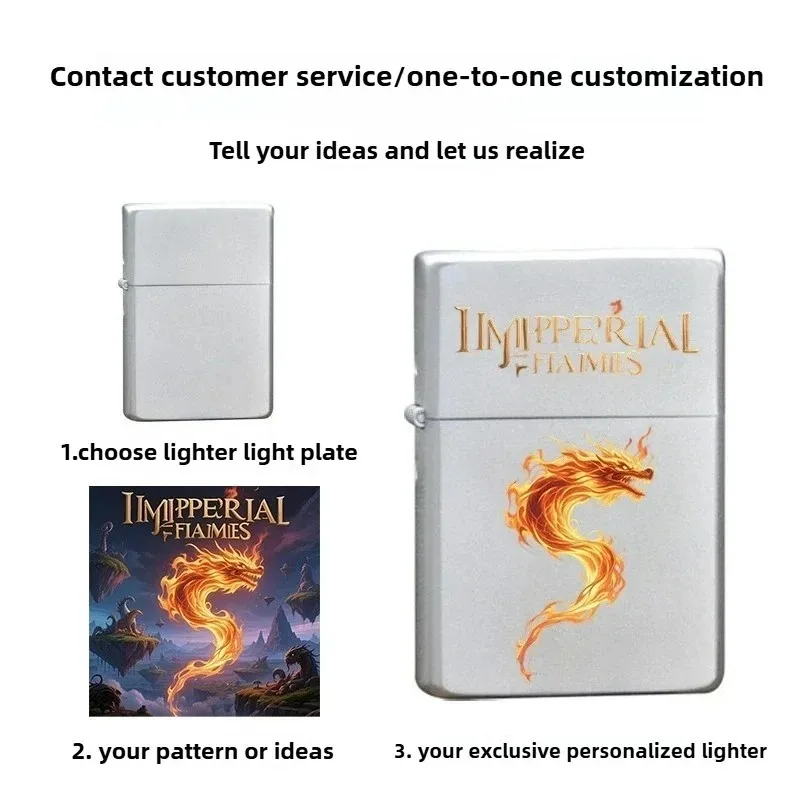 

2026 （customized Image） Laser Engraved Kerosen Lighter, Personalized Design, Color Printing Gadgets for Men Smoking Accessories