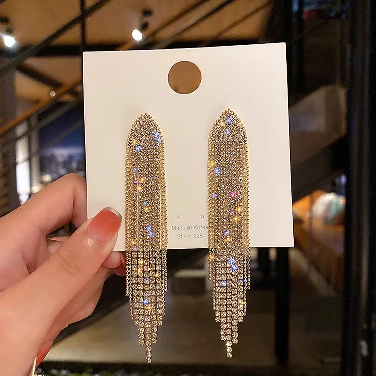 Women's Elegant Long Tassel Earrings, Unique Design