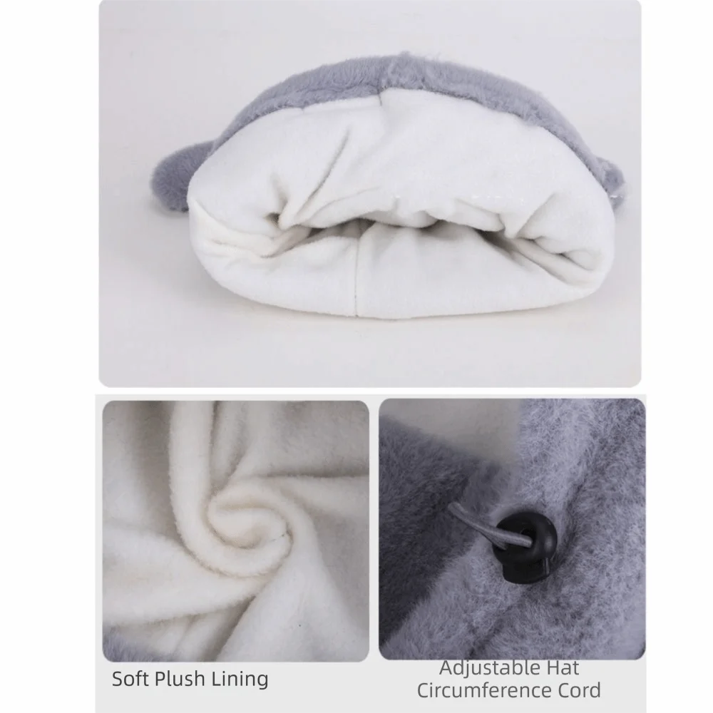 Niedlicher Fleece-Schal mit Kapuze, 3-in-1-Design, niedliche Maske, Pullover-Mütze, warme, weiche Mütze mit Ohrenschutz, Streetwear – Detail 7