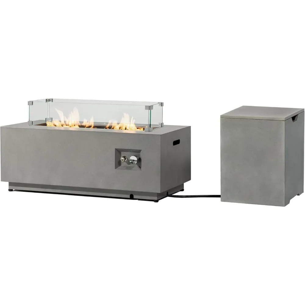 

Outdoor Fire Pit Table Propane Gas Fire pits Outdoor Fireplaces 42'' Rectangular Firepit Table, 2 Pieces in 1, 50,000 BTU