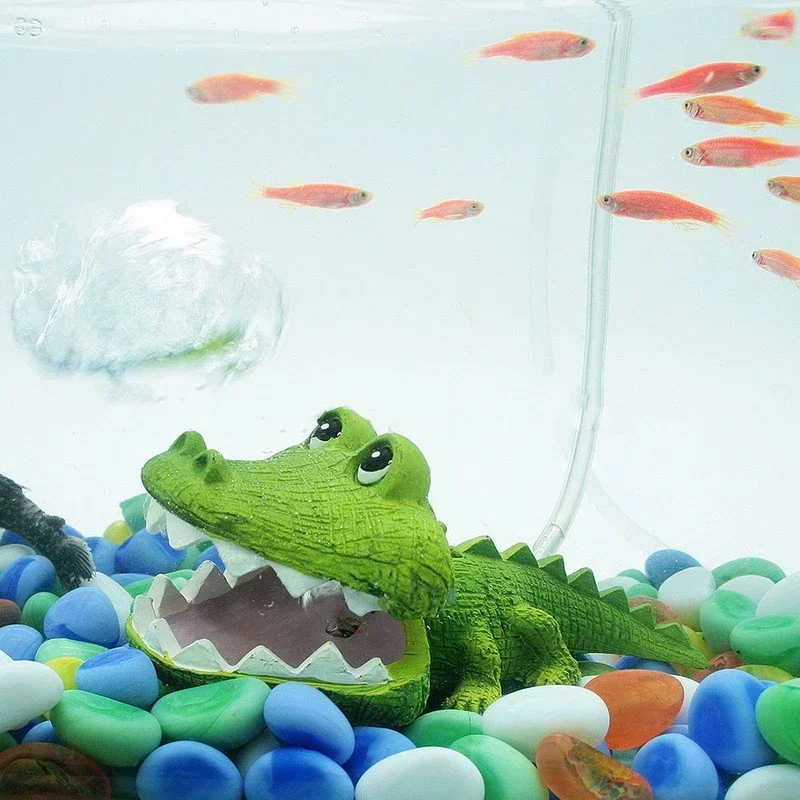 Artificial Simulation Crocodile Aquarium Decoration Fish Tank Ornaments Crocodile Air Bubble Stone Air Stone