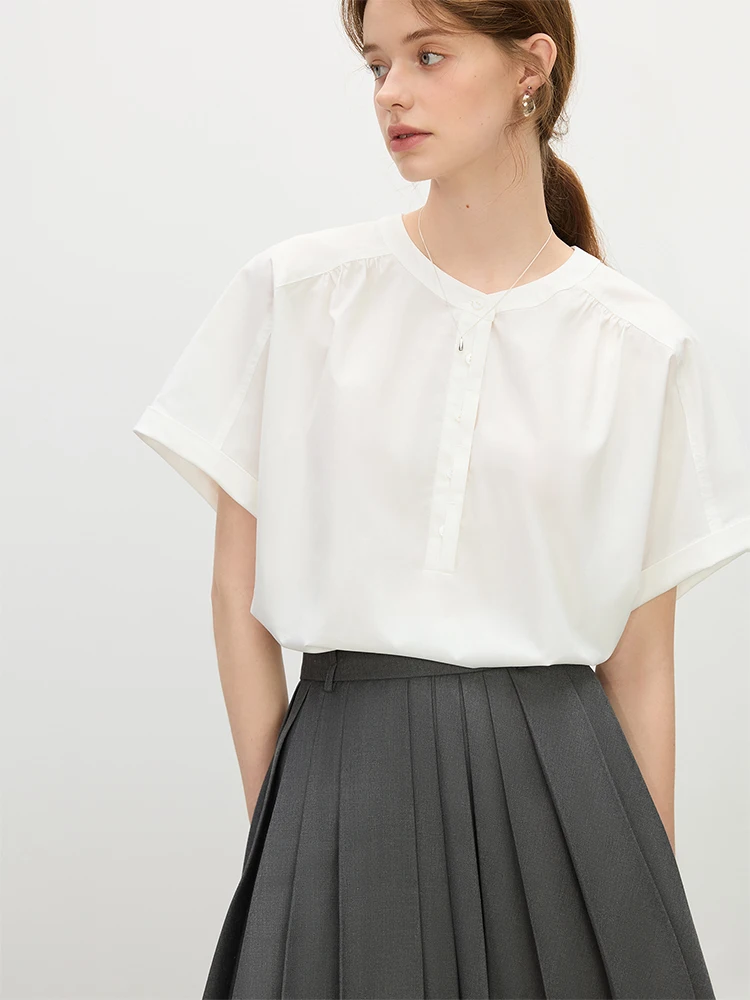 

Loose Casual round Neck Ribbon Shirt Women's Summer New Style Sleeveless Micro Turtle Back Top Van Slane Brand Lenzing Fabric