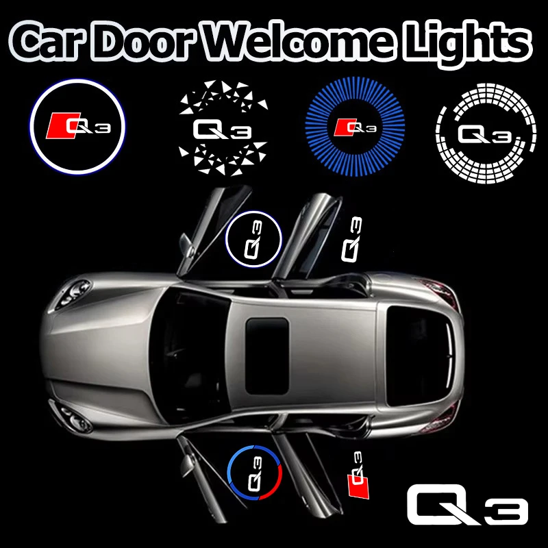 2PCS LED Car Door Courtesy Logo Welcome Ghost Shadow Projector Lamps Styling Accessories For Audi Q3 Auto Decor Accessories