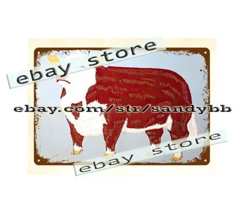 HEREFORD COW CATTLE LIVESTOCK farm metal tin sign wall poster design-Aluminum