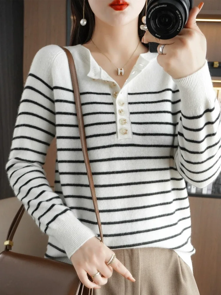 

Шерстяной трикотаж в полоску в стиле ретро Ne Long Sve, свободный крой стандартного кроя, цельный комбинезон для поездок на работу, осень 2023, осень 2023.