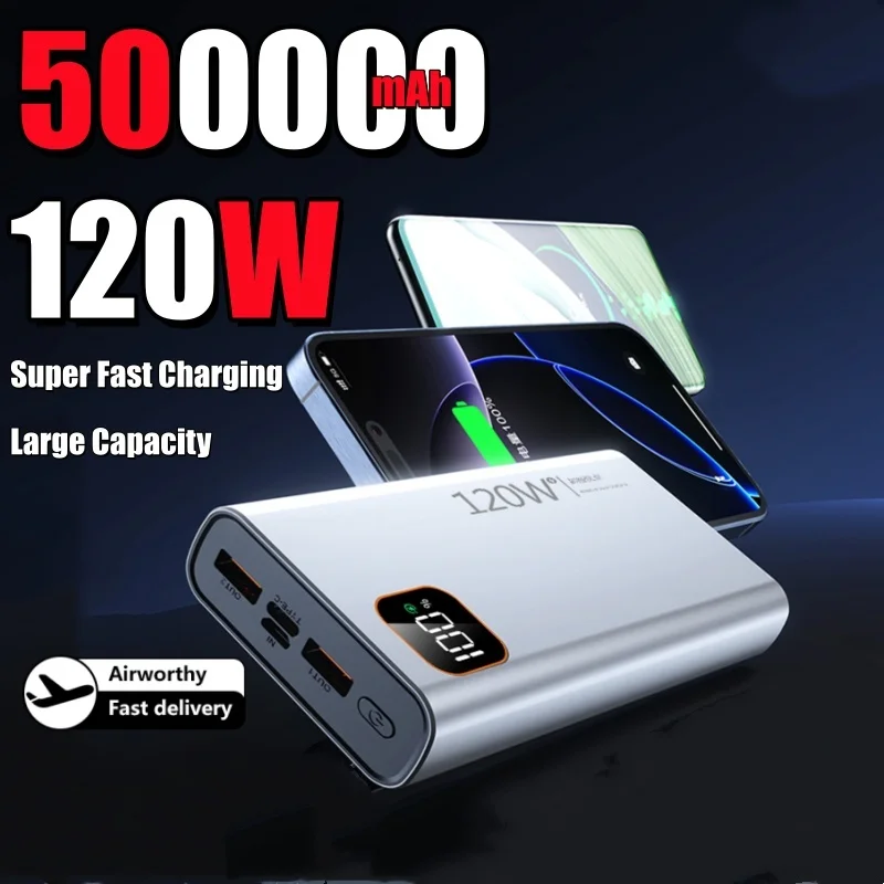 باور بانك 500000 مللي أمبير في الساعة 120 وات شحن سريع للغاية باور بانك بسعة كبيرة مع شاشة رقمية لهاتف آيفون وشاومي وسامسونج 2026 جديد #1