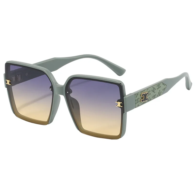 2025 Новые модные квадратные солнцезащитные очки — большая оправа с кожаным дизайном ног, женские трендовые солнцезащитные очки с защитой UV400