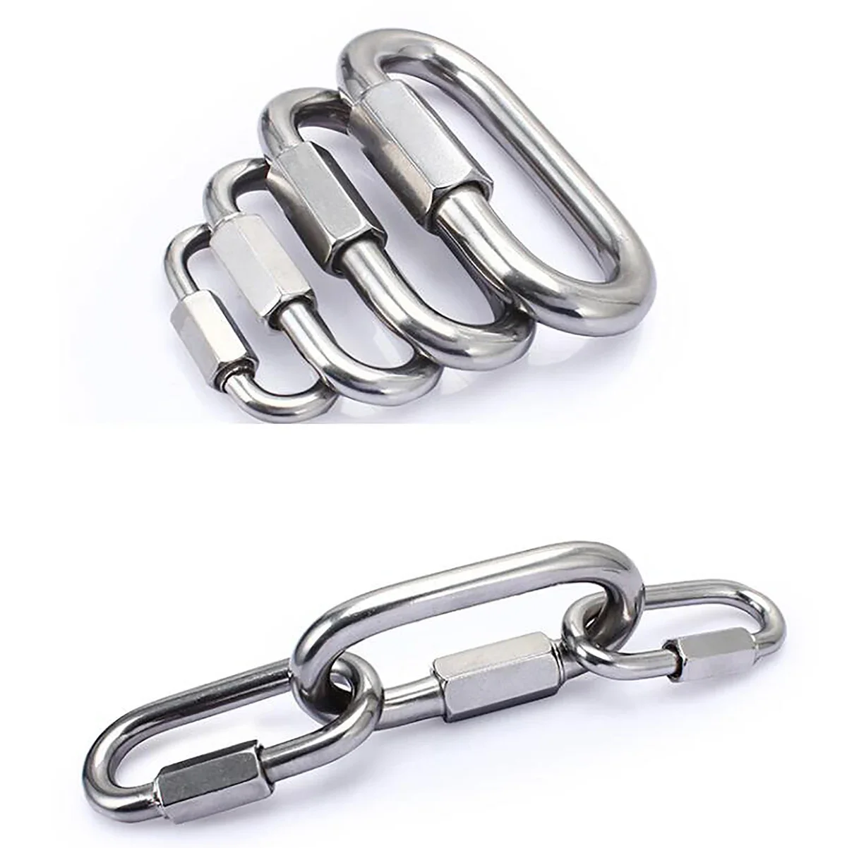 Multi-function Stainless Steel Connecting Ring Mountaineering Carabiner Outdoor Climbing Chain Safety Buckle Rope Connector C260