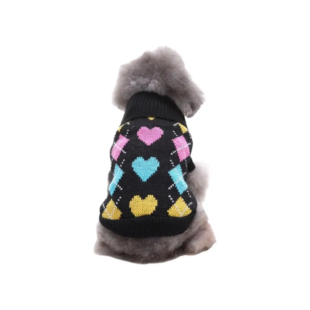 Black Love Diamond Pet Clothes Christmas Teddy Dog S-XXL Clothes Deco Wool Sweater Pet Warm Cat Dog Autumn And Cute Blend W B5V7