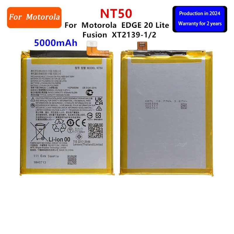 

100% Original NT50 5000mAh Battery For Motorola Moto EDGE 20 Lite/Fusion XT2139-1/2 Phone Batteries