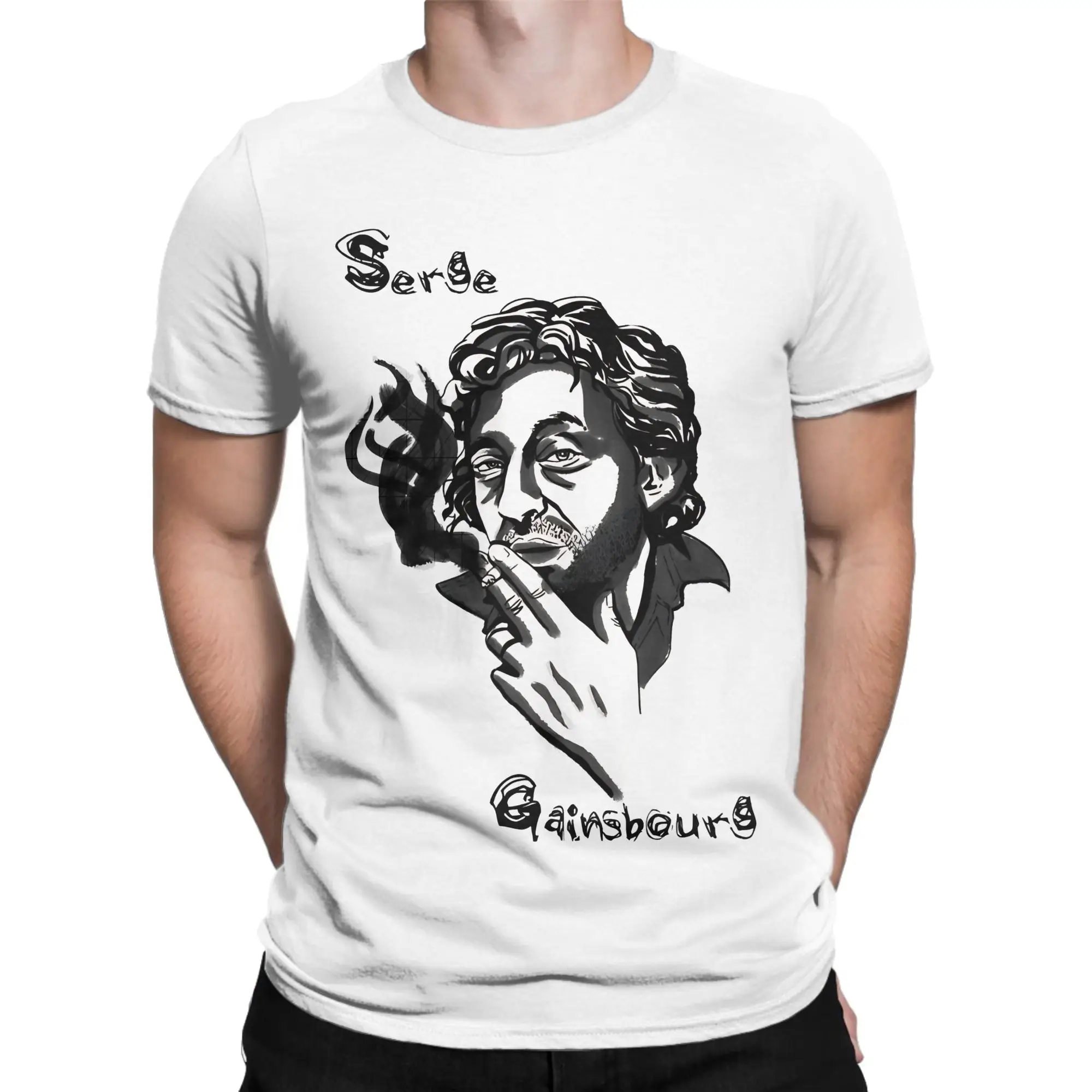 Serge Gainsbourg Men's T Shirt  Funny Tees Short Sleeve Crewneck T-Shirt 100% Cotton Summer Tops