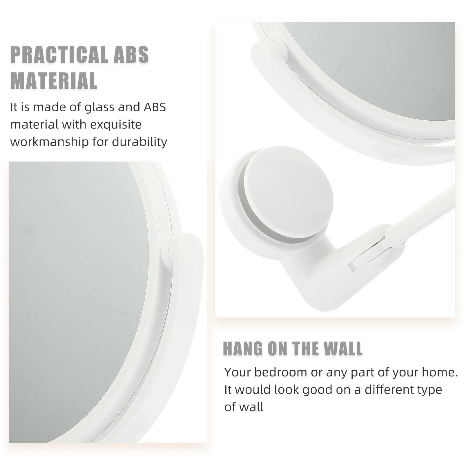 

Foldable Wall Mounted Makeup Mirror with Rotary Design Easy to Match Home Decor Bathroom Vanity Use Makeup Mirror