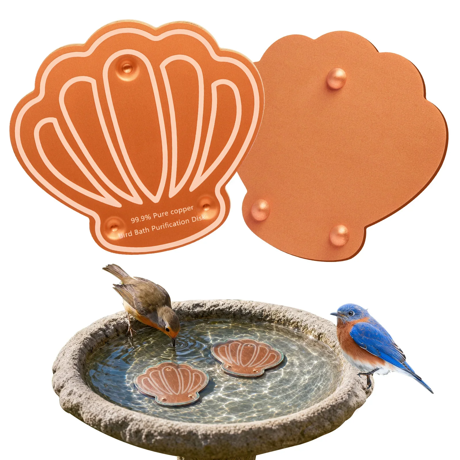 2Pcs Universal Bird Bath Copper Disk With 3 Point Support Garden Outdoor Feeder Tray Cleaner Physical Safe Water Purify Outdoor