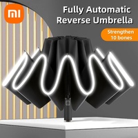 Xiaomi Fully automatic umbrella UPF50+ Reverse Umbrella Windproof Reinforced Large Canopy Sun Rain Folding Compact for Women Men