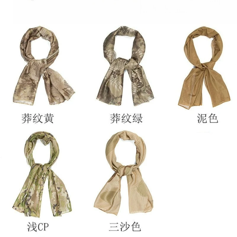 

Outdoor Tactical Scarf Camouflage Mesh Neck Scarf Face Mask Head Wrap Breathable Camping Hunting Hiking Scarves Clothes