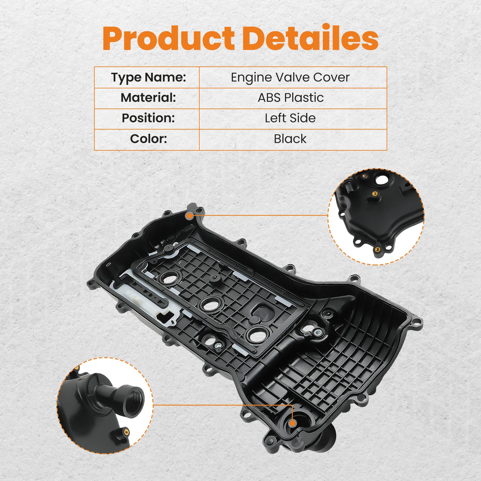 Toyota Highlander 3.5L 17-22 11202-0P012 112020P032 용 가스켓이있는 왼쪽 엔진 밸브 커버