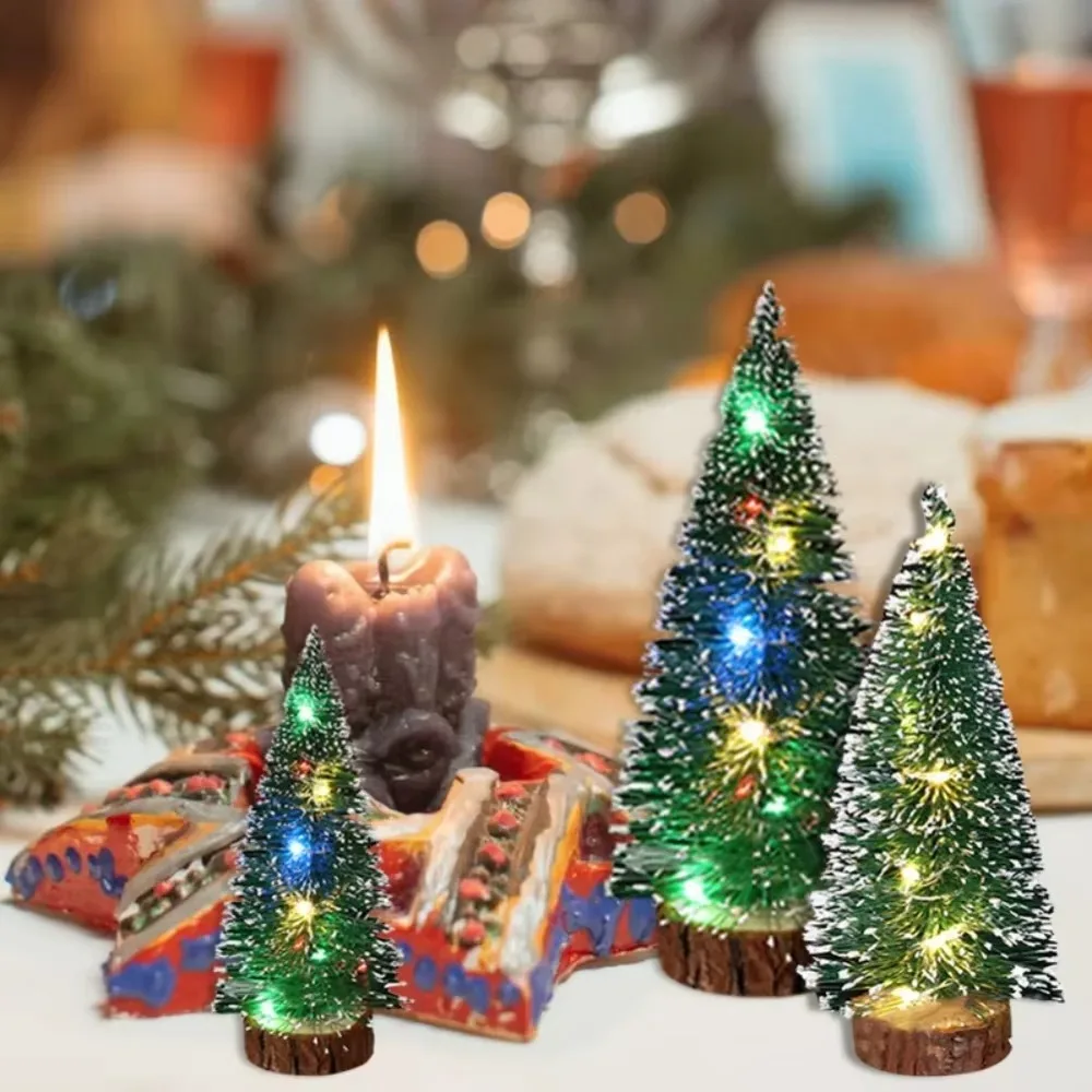 

Creative 20/25/30/40cm Mini Christmas Tree DIY Handicraft LED Light Artificial Xmas Ornament Xmas Tabletop Tree New Year Gift