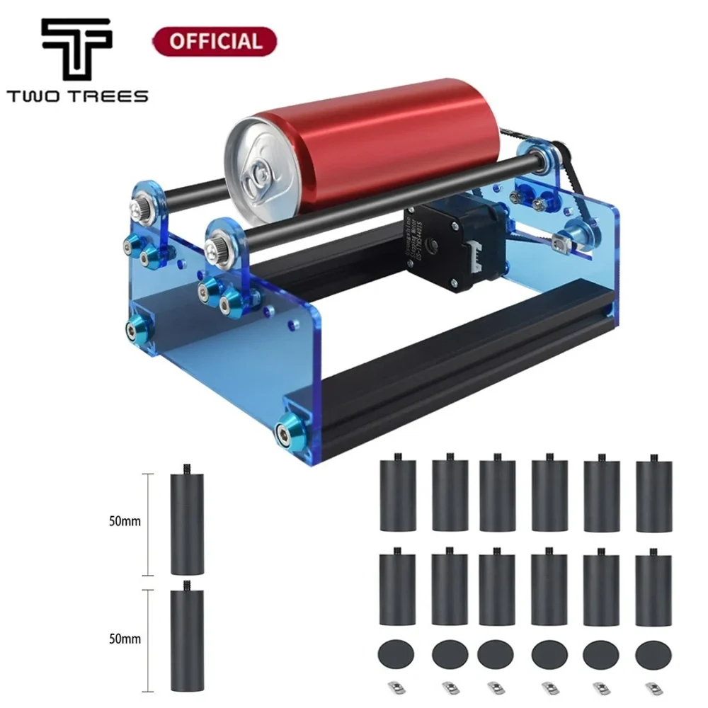 Twotrees 3d Printer Laser Engraving machine Y-axis Rotary Roller Engraving Module for Engraving Cylindrical Objects Cans