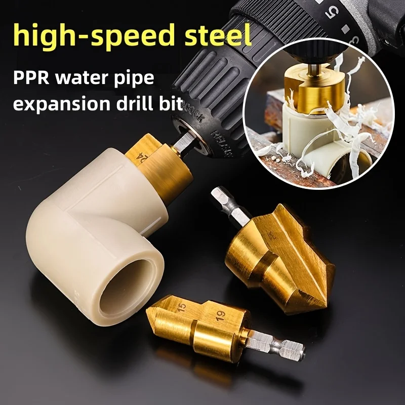 Drill Bit Step Socket For Water PVC Pipe Expander Connector Repair Plumb Fit Reamer Ream Hole Elbow Tee Plumber Tool