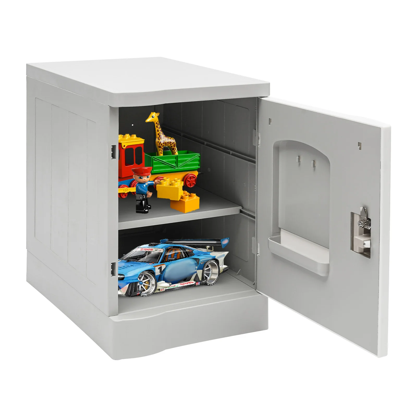 Armário de armazenamento com chaves Locker, Single Door Organizer Box, alça embutida, grande capacidade de armazenamento para brinquedos e casa, 19"