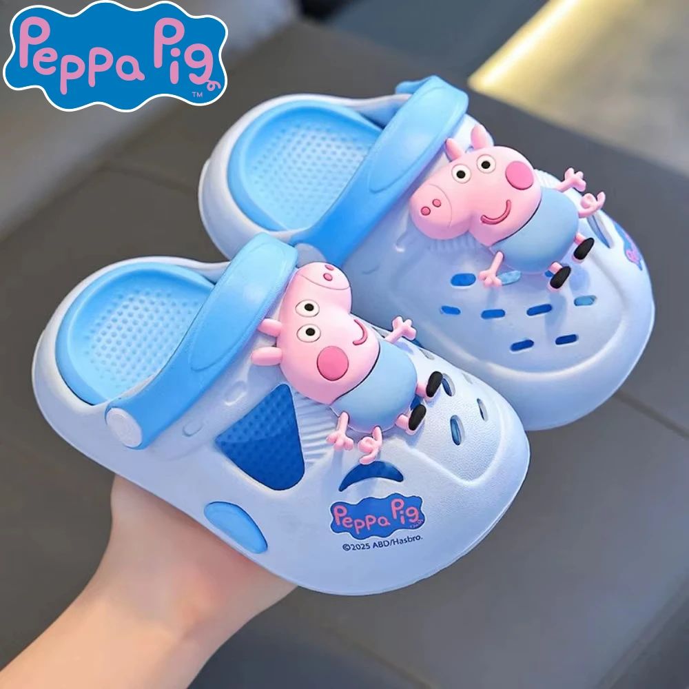 Kawaii Peppa Pig 15cm-19cm Children's Sandals Summer Cartoon Cute Soft Sole Breathable Non Slip Indoor Boy Girls Slippers Gifts