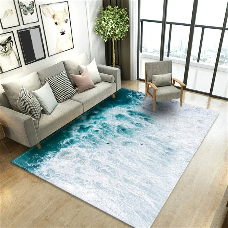 Beach Waves 3D Printed Carpets for Living Room Kids Room Rug Kitchen Mat Floor Carpets Modern Entrance Mat Home Bathroom Rugs