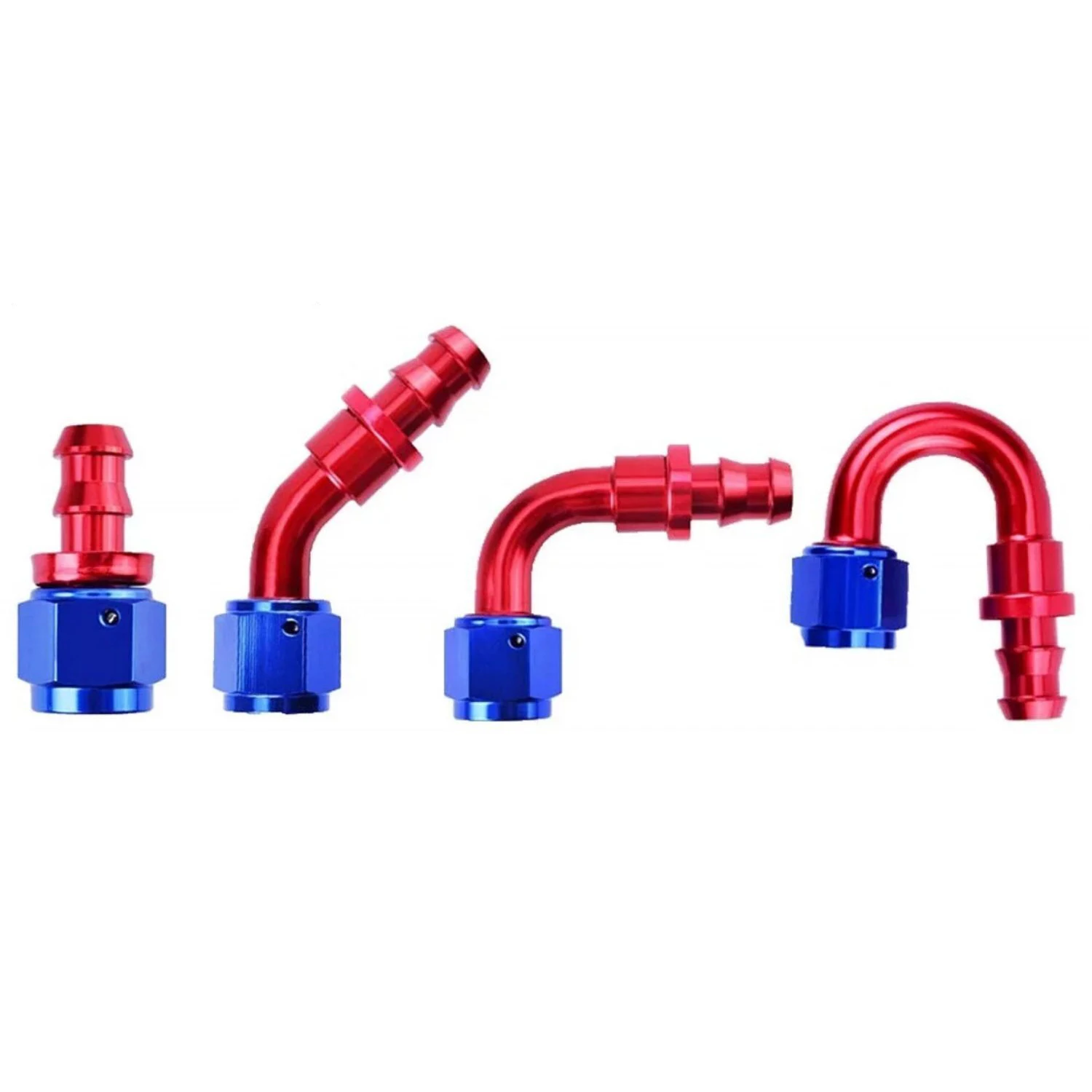 Red&Blue Push Lock Fuel Hose End Fitting AN4/AN6/AN8/AN10/AN12 Straight 45 90 180 for Fuel Gas Line Adapter