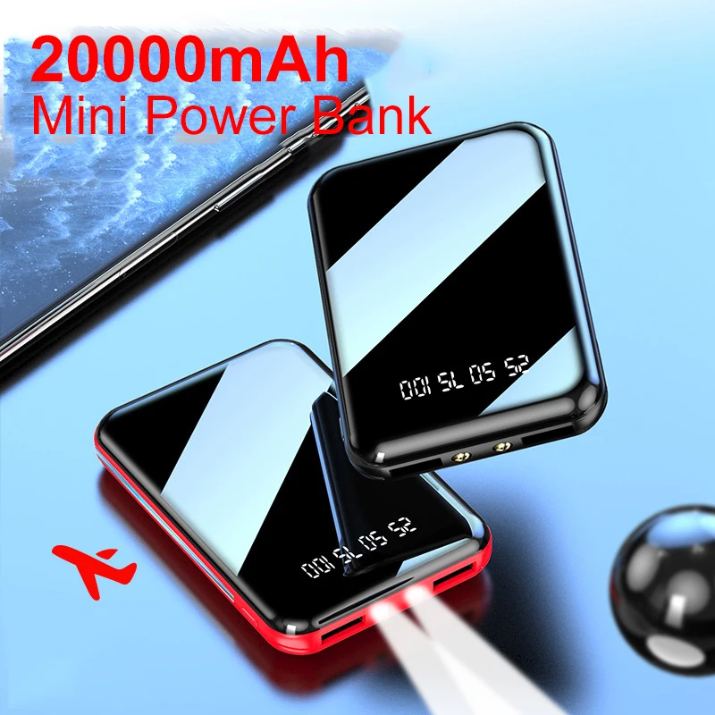 20000mAh Mini Power Bank Portable Charger External Battery Pack Powerbank for iPhone 14 13 X Samsung S22 Huawei Xiaomi Poverbank