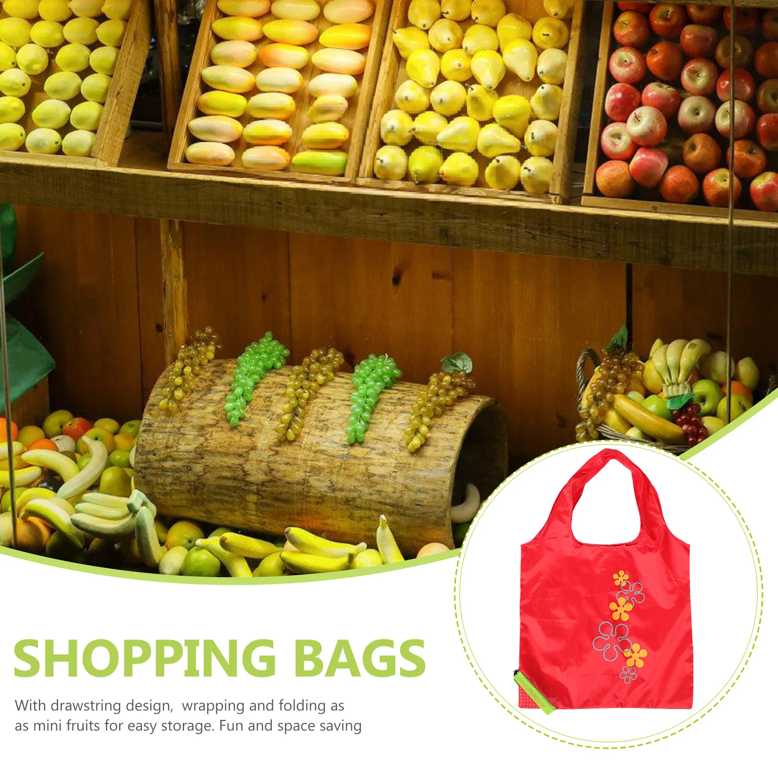 

3Pcs Foldable Strawberry Style Reusable Grocery Bags Polyester Tote Bag Lightweight Portable Eco-Friendly Storage
