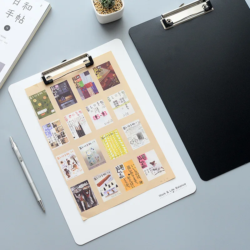 

A4 Clipboard Writing Pad Custom File Folders Document Holders PP Paper Clip White Black School Office Stationery Meeting Use