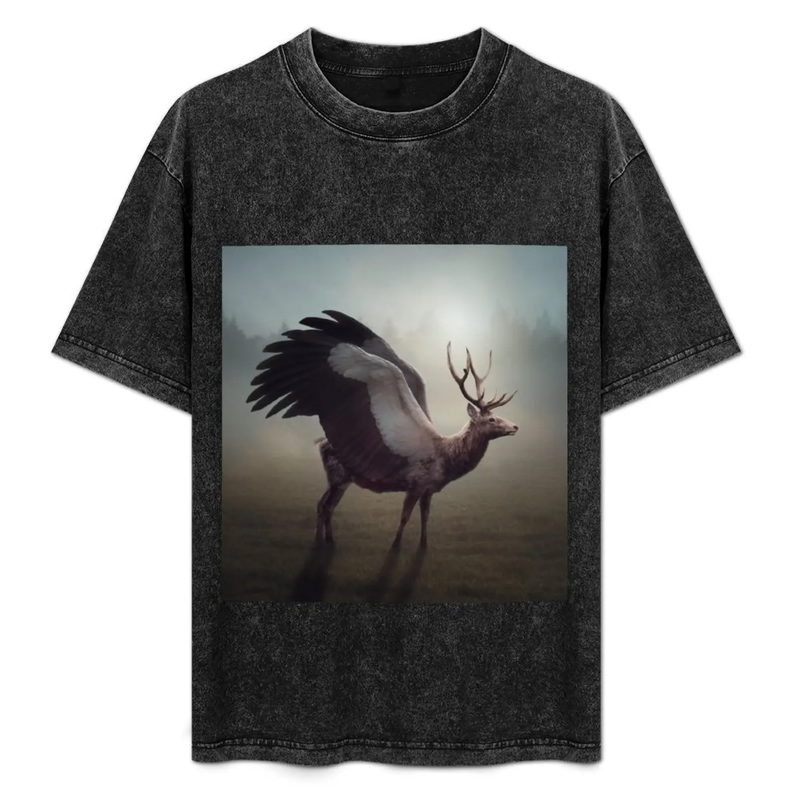 

Icarus' - Peryton/Winged Deer T-Shirt Casual Trendy Short Sleeve T-Shirt