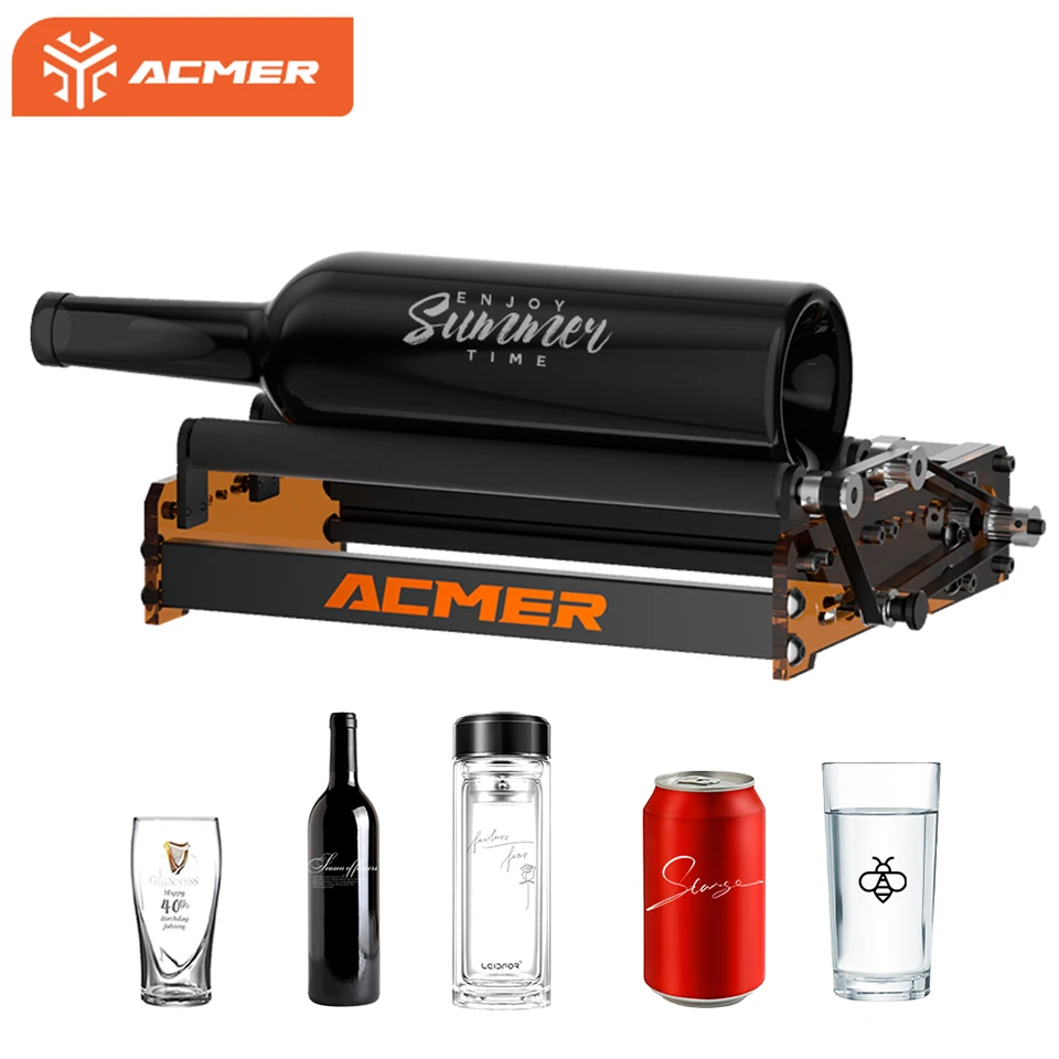 ACMER M3 Rotary Roller Laser Engraving Machine Y-axis Roller 360° Rotating 8-164mm Engraving Diameter For Cylindrical Objects