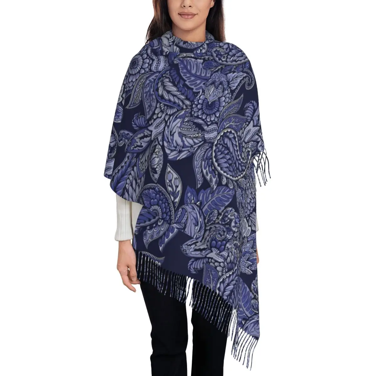 Women's Tassel Scarf Paisley Dream Large Winter Fall Shawl and Wrap Bohemia Daily Wear Cashmere Scarf