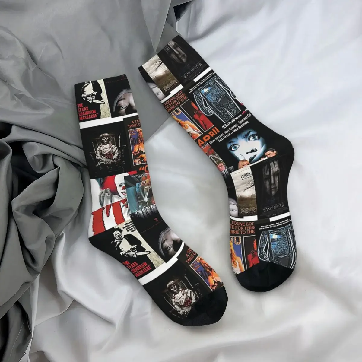 Calcetines de película de terror Harajuku, medias absorbentes de sudor, calcetines largos para todas las estaciones, accesorios para Unisex, regalo de cumpleaños