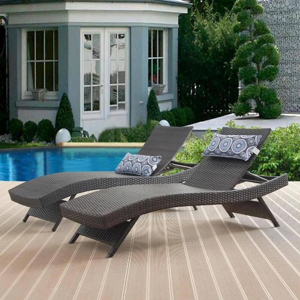 

Long Reclining Chair,Chaise Wicker Reclining Lounge Chair,PE Rattan Chaise Lawn Sunbathing Chairs Poolside Backrest Recliners