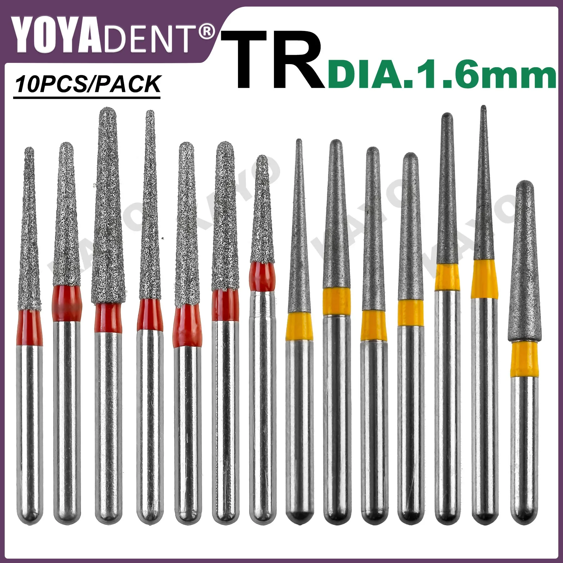 

TR Type Dental Burs Diamond Burs Dentistry Drills Fine/Extra Fine for High Speed Handpiece FG Dia.1.6mm 10pcs/Pack Dentist Tools