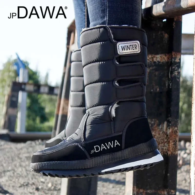 

jp Dawa winter fishing shoes, cashmere high top snow boots with fleece insulation, men's waterproof and anti slip hiking shoes